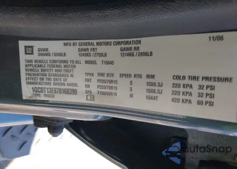 2007 Chevrolet Colorado Lt z USA, uszkodzony, nr VIN 1GCDT13E878168390